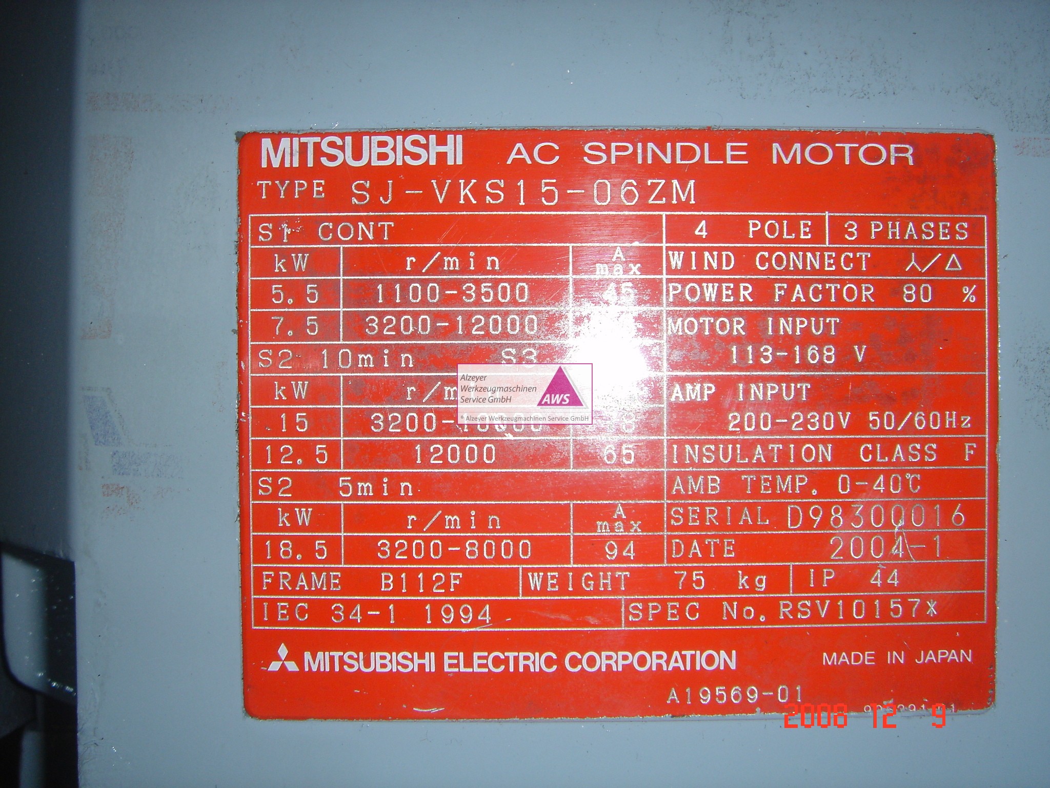 Spindelmotor Mitsubishi SJ-VKS15-06ZM