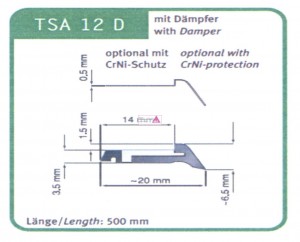 Abstreifgummi TSA - 12 D mit Dämpfer 500mm